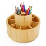 Organiseur de bureau rotatif à 360 degrés en bambou pour fournitures artistiques