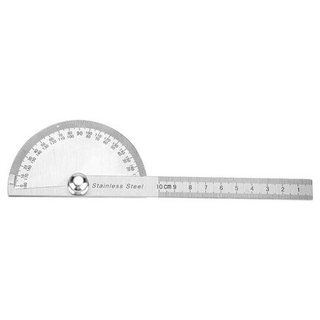 Smandy Règle de rapporteur 180 degrés en Acier Inoxydable Angle Finder Rotary Règle de Mesure Outils de Travail du Bois pour mes