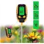 Humidimètre du Sol 4 en 1 - Écran LCD numérique - Température des Plantes/humidité du Sol/pH/intensité de la lumière du Soleil -