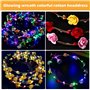 20 Pièces LED Bandeau Fleur, Bandeau Guirlande de Fleurs LED Colorées, Couronne Fleur Cheveux avec 3 Modes D'Éclairage, Lumineux