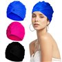 Forreen 3pcs Bonnet de Bain Femme Piscine Impermeable Élastique Bonnet Piscine Antidérapant Séchage Rapide Confortable Bonnet de