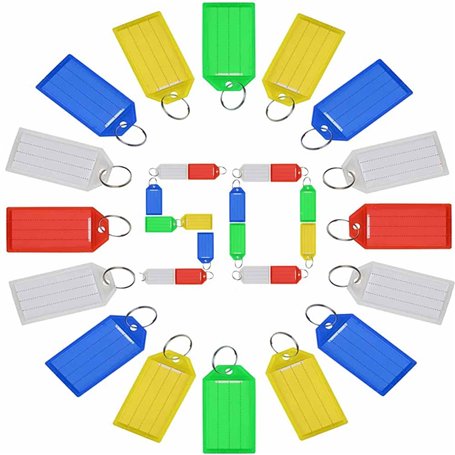 integrity.1 50pcs Etiquette d'identification de Porte-cles en Plastique Couleur variee Porte Étiquettes Cle à Bagages en Plastiq