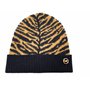 Michael Kors 7476 Bonnet pour femme en laine acrylique douce avec logo Marron Taille unique