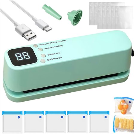 GOEDCH Mini Machine à Emballer Sous Vide: Verte Soudeuse Sac Plastique