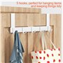 Newaner Crochet de porte avec 5 Crochets, Portemanteau de porte, Crochet de porte en aluminium sans perçage, adaptée pour Porte