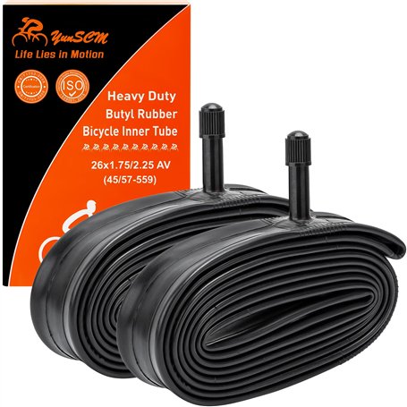 YunSCM 2PCS 45/57-559 épaissies Chambre à air 26x1.75/1.95/2.10/2.25 AV32mm Valve Compatible 26 Pouces Chambre à air 26x1.75 26x