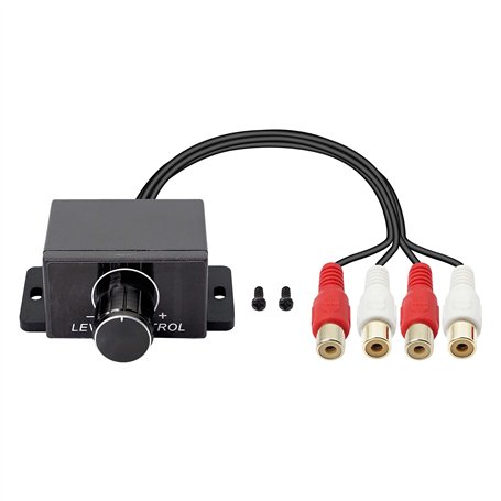 XMSJSIY Contrôleur de niveau RCA universel - Amplificateur audio RCA - Bouton de contrôle du volume des basses - Bouton de contr