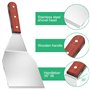 WinGluge Spatule Cuisine, Pizza Enduit Ustensiles de Cuisine Inox, Spatule en Bois Extra Large Barbecue Spatules pour Grillades,