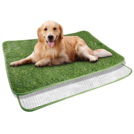 WIYETY Bac à Litière pour Chien - Gazon Artificiel 50 x 70 cm - Tapis d'Entraînement pour Chiot - Lavable et Imperméable - Pour
