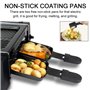 Appareil Raclette 2 personnes Mini Grill Raclette avec 2 Poêlons à Raclette et 4 Grattoirs en Bois, Thermostat réglable, Revêtem