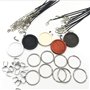 Allazone 45 PCS Bois Pendentif Plateaux Rond 25 MM 5 Couleur Supports Pendentif, Corde de Cire Noire et Boucle de Suspension pou