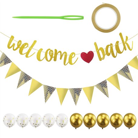 Guirlande de bienvenue à paillettes avec fanion
