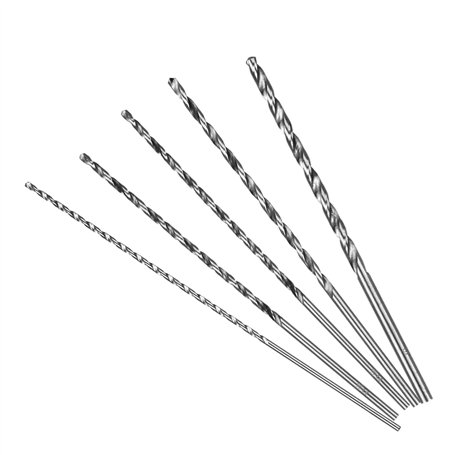 Lot de 5 forets hélicoïdaux extra longs de 2 à 5 mm - Foret hélicoïdal à bois long - 150 mm - Tige droite - Pour outils électriq