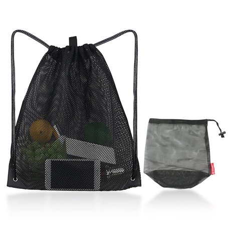 PFLYPF 1 sac à dos en maille avec cordon de serrage et 1 sac en maille avec cordon de serrage