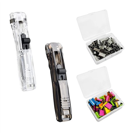 2 poussoirs d'agrafeuse avec 100 clips de rechange