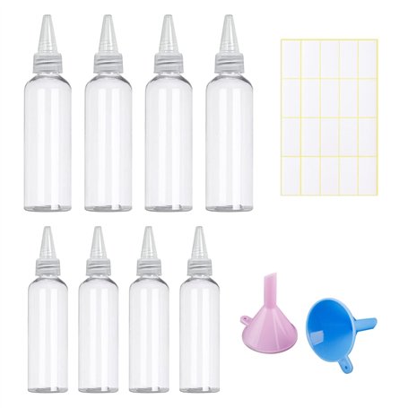 TIANNAIT Lot de 8 flacons souples en plastique de 30 ml/60 ml avec entonnoir de séparation et étiquettes vierges