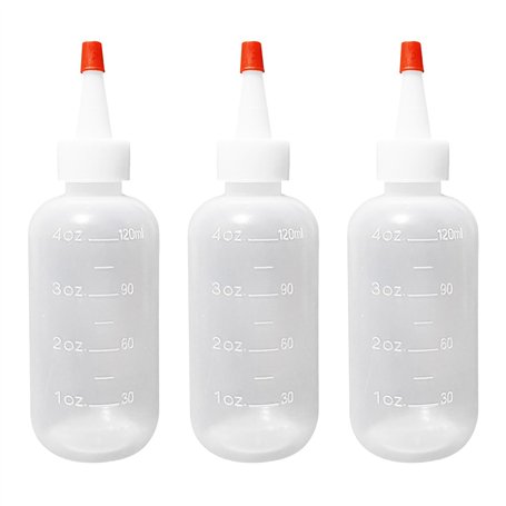 TIMJJG Lot de 3 flacons applicateurs en plastique pointus - Flacons transparents avec bouchon - Pour salon de coiffure - Accesso