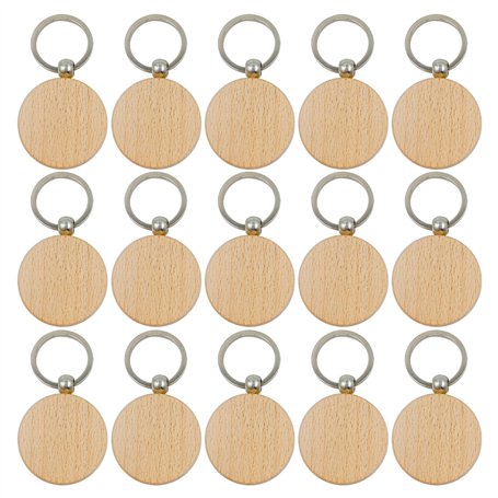 TAFACE Lot de 15 porte-clés ronds vides en bois