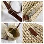 1 Pcs Femme Sac à Bandoulière en Paille Sac de Plage D'été Sac à Bandoulière Mode avec Fermeture Éclair et Sangle Réglable Convi