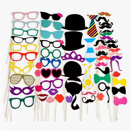 ATBUSS Lot de 58 accessoires amusants pour cabine photo de mariage - Moustache - Accessoires amusants pour anniversaire