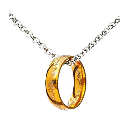 Bauqoo Collier Pendentif Bague Le Seigneur des Anneaux Gadget Unique Anneau de Puissance Couleur Or Idée Cadeau Magie Fantaisie
