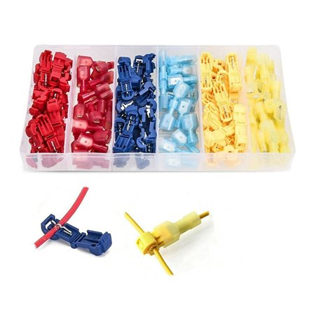 BHSKJSZ Lot de 120 connecteurs de câble T-Tap auto-isolants électriques à dégagement rapide avec mallette de rangement