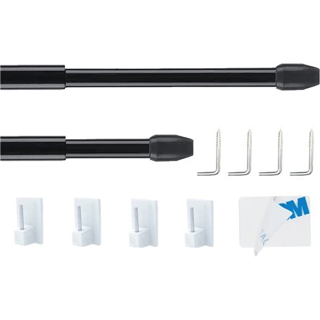 Aiitomg 2 Pièce Barres de Vitrage Extensible Tringle Rideau sans Percage Réglable Tringle a Rideau pour Fenetre PVC pour Rideaux