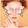 EHDWXVZM 2 paires de lunettes papillon en strass, lunettes de soleil sans monture, lunettes de soleil pour femmes, lunettes de s