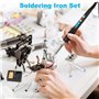 VFANDV Fer à Souder, 60W Kit de Soudure Température Réglable 200~500℃ avec l'Interrupteur ON/OFF, 5 Pointes Fer à Souder et Fil
