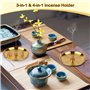 VFANDV 2 Pièces Porte Encens, 3 en 1 & 4 en 1 Bruleur Encens en Laiton Porte Encens Porte d'encens Bâton avec Récupérateur de Ce