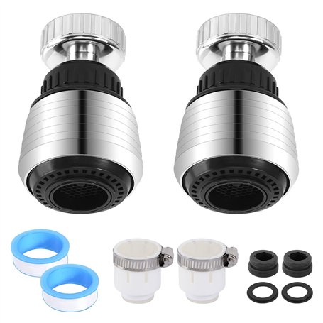 2 Pièces Aérateur de Robinet 360° Pivotant Embout Robinet Cuisine Mousseur Robinets Économie D'eau 2 Modes de Pulvérisation Prol