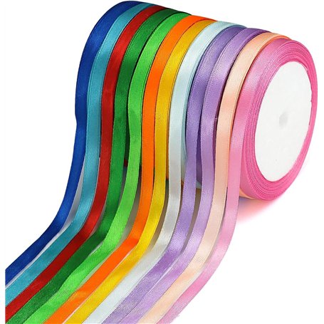 Lot de 12 rubans décoratifs en satin de polyester double face pour mariage
