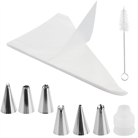 JRSHIRLEYLTD Lot de 100 poches à douille transparentes avec buses et brosse de nettoyage pour décorer