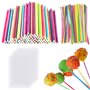 UGBO Batonnet Pop Cake Baton Sucette Pop Cake Sac de Bonbons 100 Batonnet Popcake avec 100 Petit Sachet Bonbon Transparent et 10