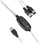 Lazmin Câble MIDI, Convertisseur de câble MIDI vers USB Cordon Adaptateur d'interface MIDI Clavier Clavier Ligne d'édition de Mu