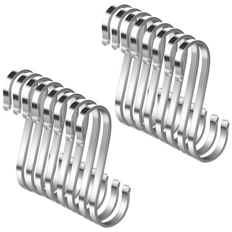 Lot de 16 Crochets en S de suspension multifonctions Crochets en forme de S en acier inoxydable Crochet S pour salle de bains ch