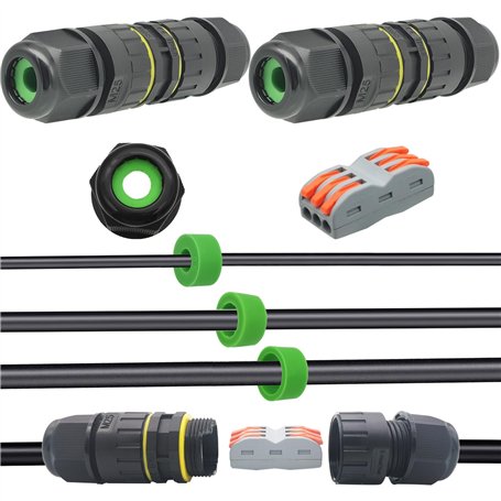 CTRICALVER Boîte de jonction étanche Connecteur de câble extérieur Nouveau connecteur IP68 Coupleur de manchon externe 5mm-14mm