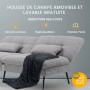 COMHOMA Canapé-lit avec Fonction de Couchage - Housse futon Convertible - Canapé d'angle - Canapé d'invité 3 Places - avec Dossi