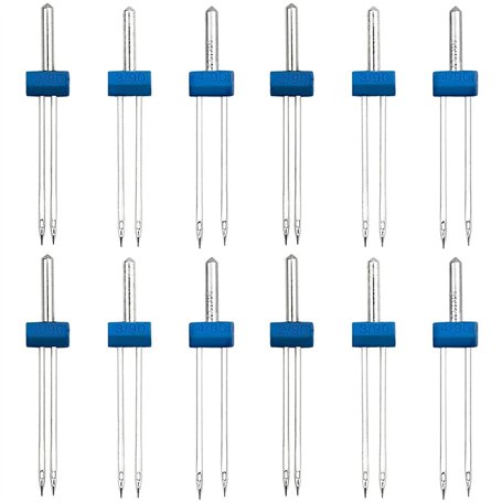 CENPEK Lot de 15 aiguilles universelles à double aiguille pour machine à coudre domestique - 3 tailles mixtes 2.0/90