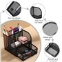 Vinabo Rangement Bureau, Organisateur de Bureau en Filet MéTallique, Pot a Crayon Bureau avec 4 Compartiments de Tri, Porte Styl