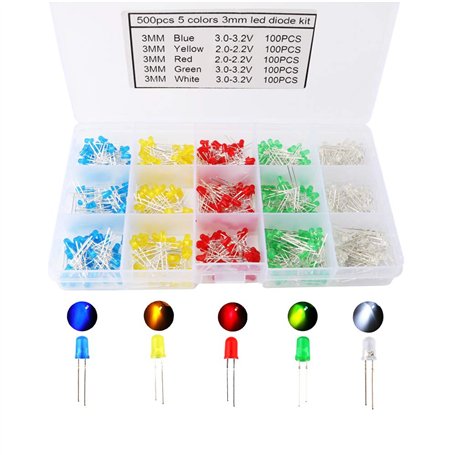 CESFONJER 500 pcs x 3 mm diode électroluminescente