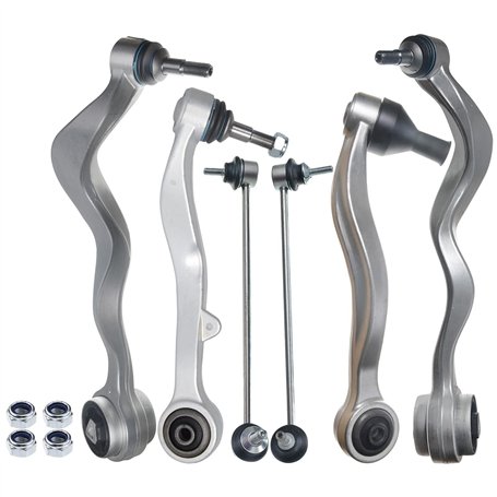 Frankberg 4x Bras de suspension + 2x Barre de couplage Essieu Avant Compatibles avec Série 5 E60 2.0L-4.8L 2001-2010 Série 5 Tou
