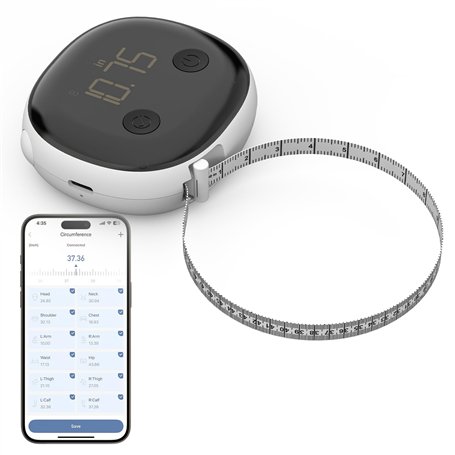 Healthkeep Mètre Ruban Rétractable et Connecté avec Application Bluetooth Rechargeable USB-C pour Mesure du Corps Gain de Muscle