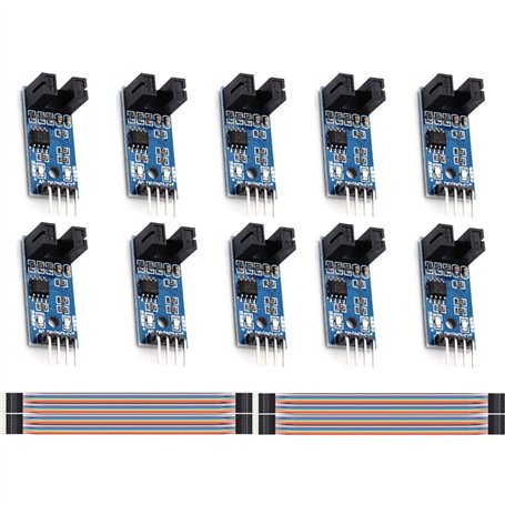 Lot de 10 capteurs de mesure de vitesse LM393 - Module de mesure de vitesse - Type de fente - Optocoupleur IR - 3