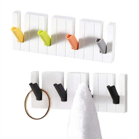 SamHeng Piano Patère Murale de 4 Crochets Rétractables