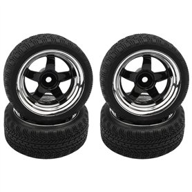 Pxyelec Lot de 4 pneus noirs à l'échelle 1/10 pour voiture de course HSP HPI Pxyelec Lot de 4 pneus noirs à l'échelle 1/10 pour voiture de course HSP HPI