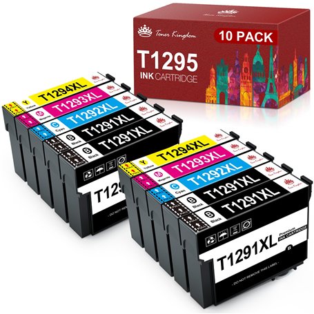 Toner Kingdom T1295 Multipack Cartouche d'encre T1291 T1292 T1293 T1294 Compatible pour Epson Stylus SX525WD Stylus SX425W Stylu