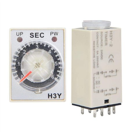 DC 24V H3Y-2 Relais temporisé DC Retardateur à 8 Broches Commutateur de contrôle du Temps 6S