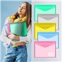 24 Pièces Pochette Plastique A4 Colorée Pochette Documents Transparent Document Dossier Pochettes Chemises avec Bouton-Pression