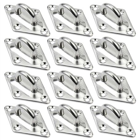 SAIJIAN 12 Pièces Platine Oeil INOX M5 Platine Ancrage INOX 304 Crochet Oeillet Plaque a Oeillet Crochets de Plafond Support Ann